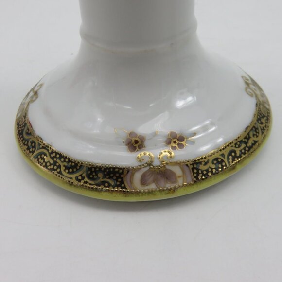 RC Nippon Hand-Painted Ceramic Candlestick Candle Holder With Gold Trim - Picture 6 of 10